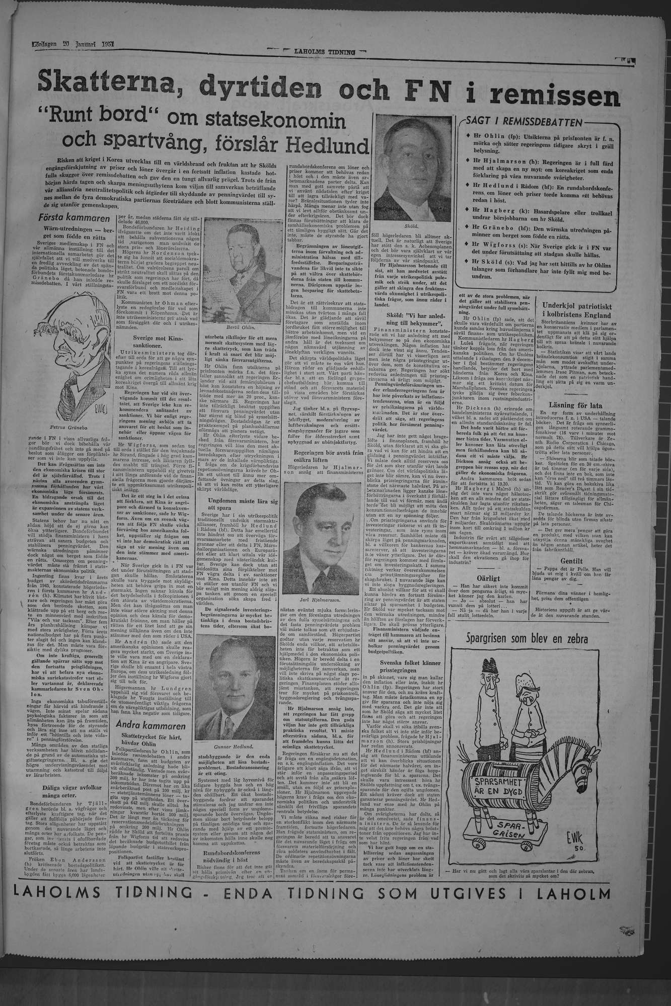 Laholms Tidning Lördag 20 januari 1951, sida 5