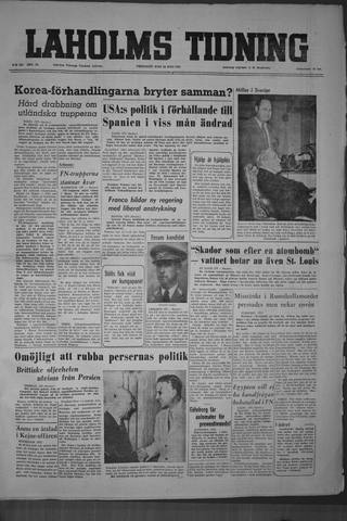 Förstasidan, Fredag 20 juli 1951