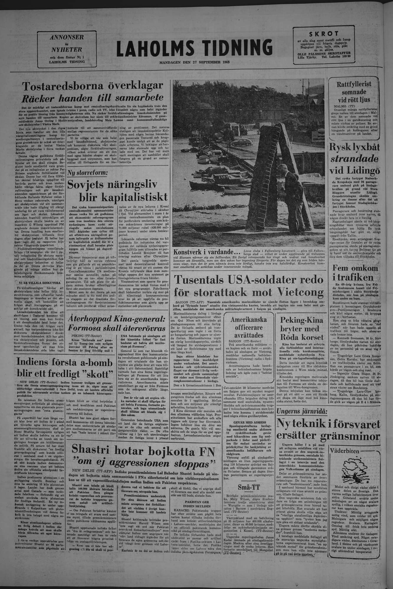 Laholms Tidning Måndag 27 september 1965, sida 8