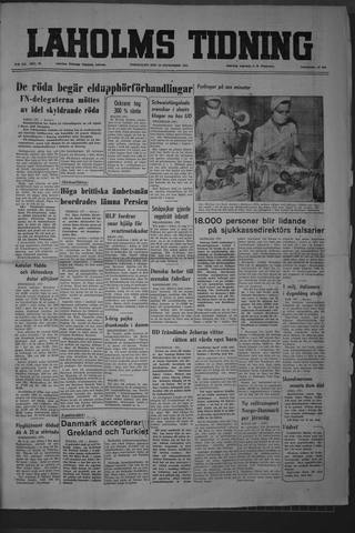 Förstasidan, Torsdag 20 september 1951