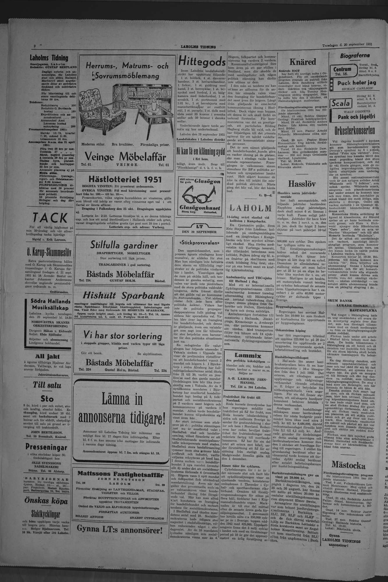 Laholms Tidning Torsdag 20 september 1951, sida 2