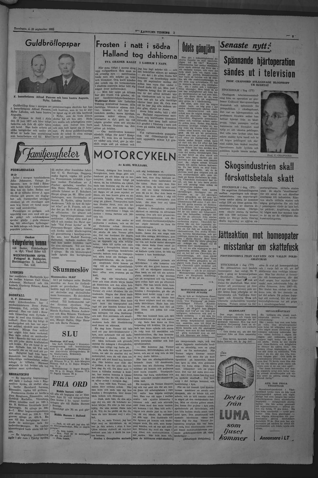 Laholms Tidning Torsdag 20 september 1951, sida 3