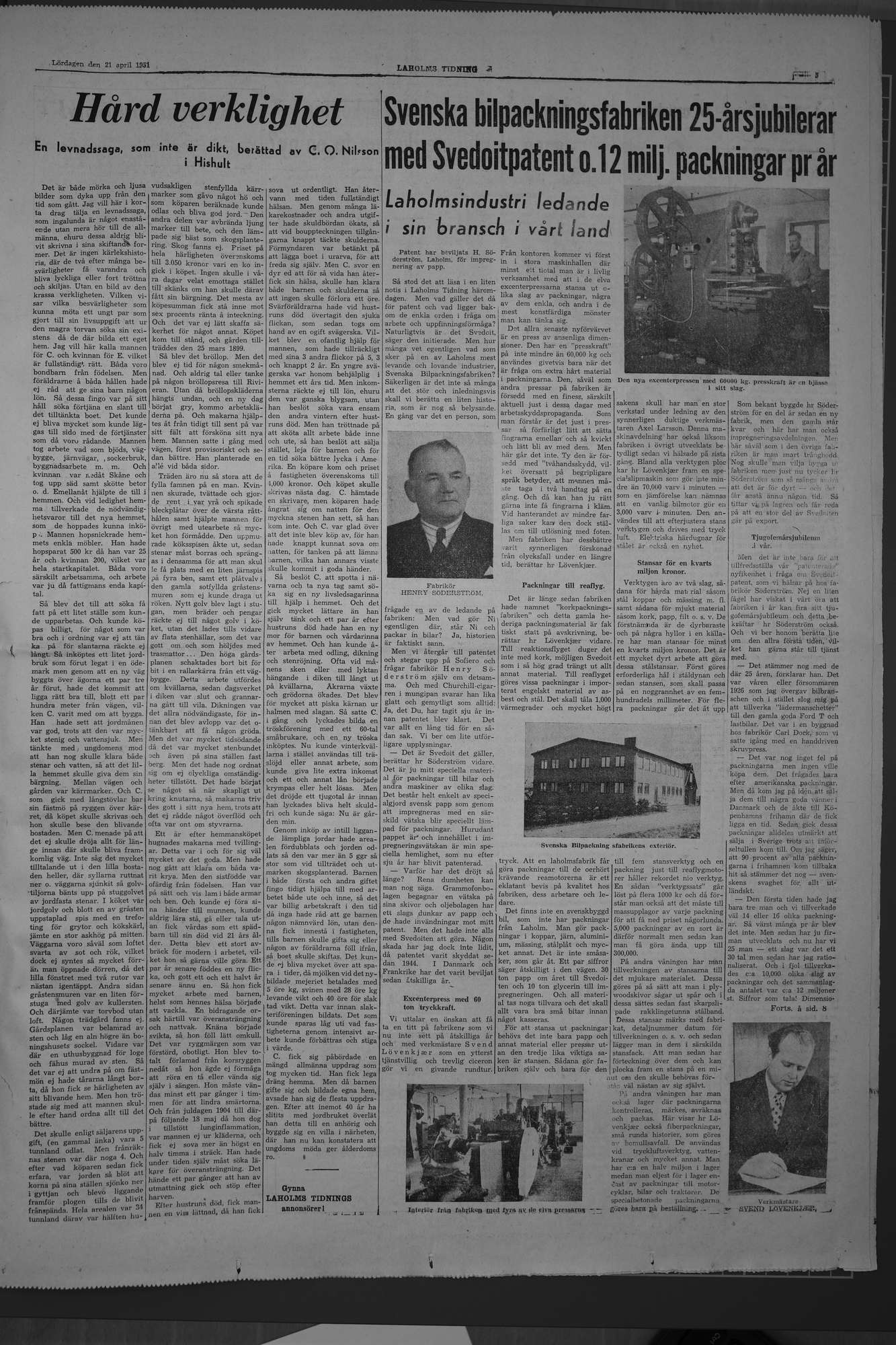 Laholms Tidning Lördag 21 april 1951, sida 5