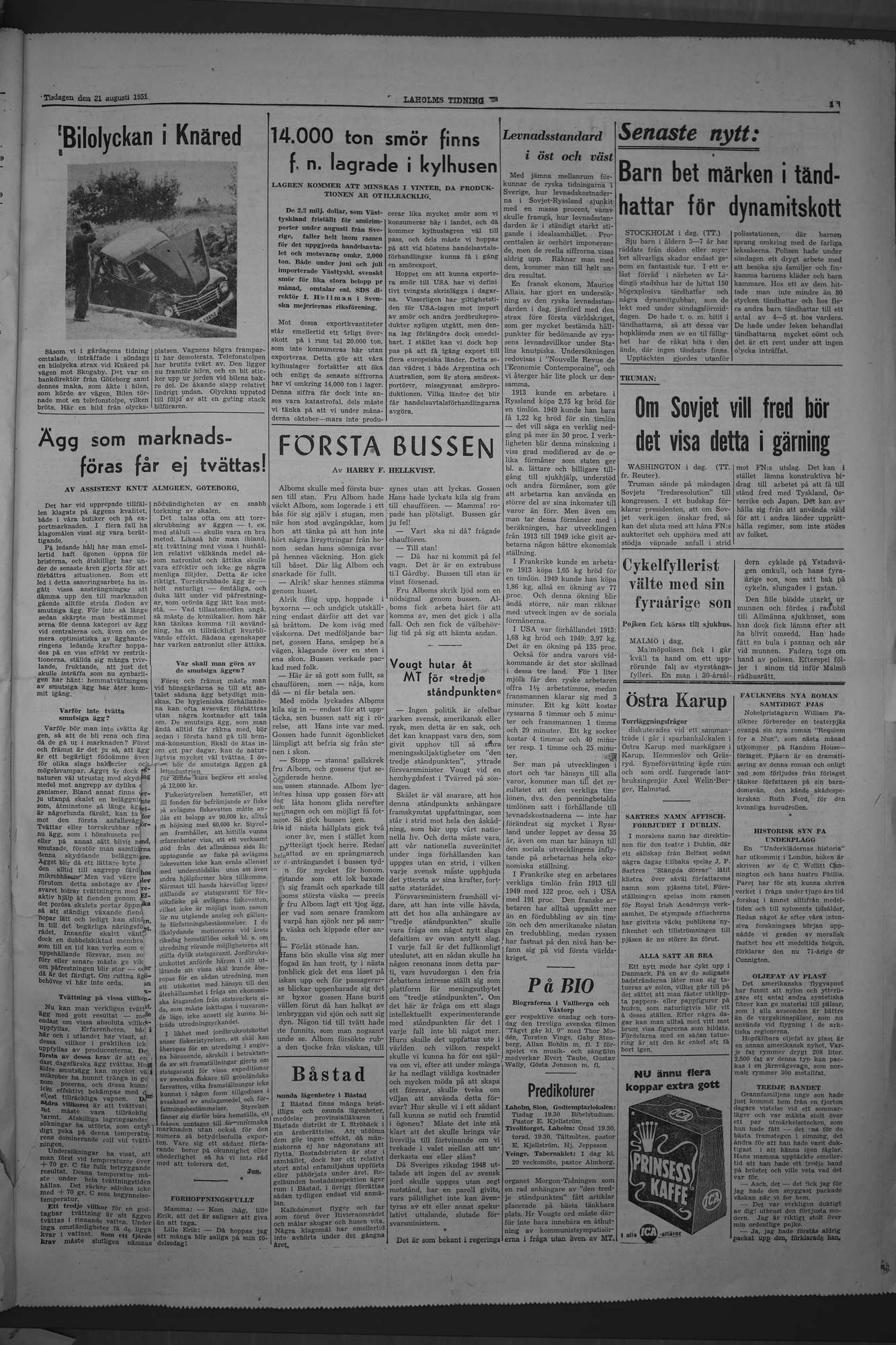 Laholms Tidning Tisdag 21 augusti 1951, sida 3