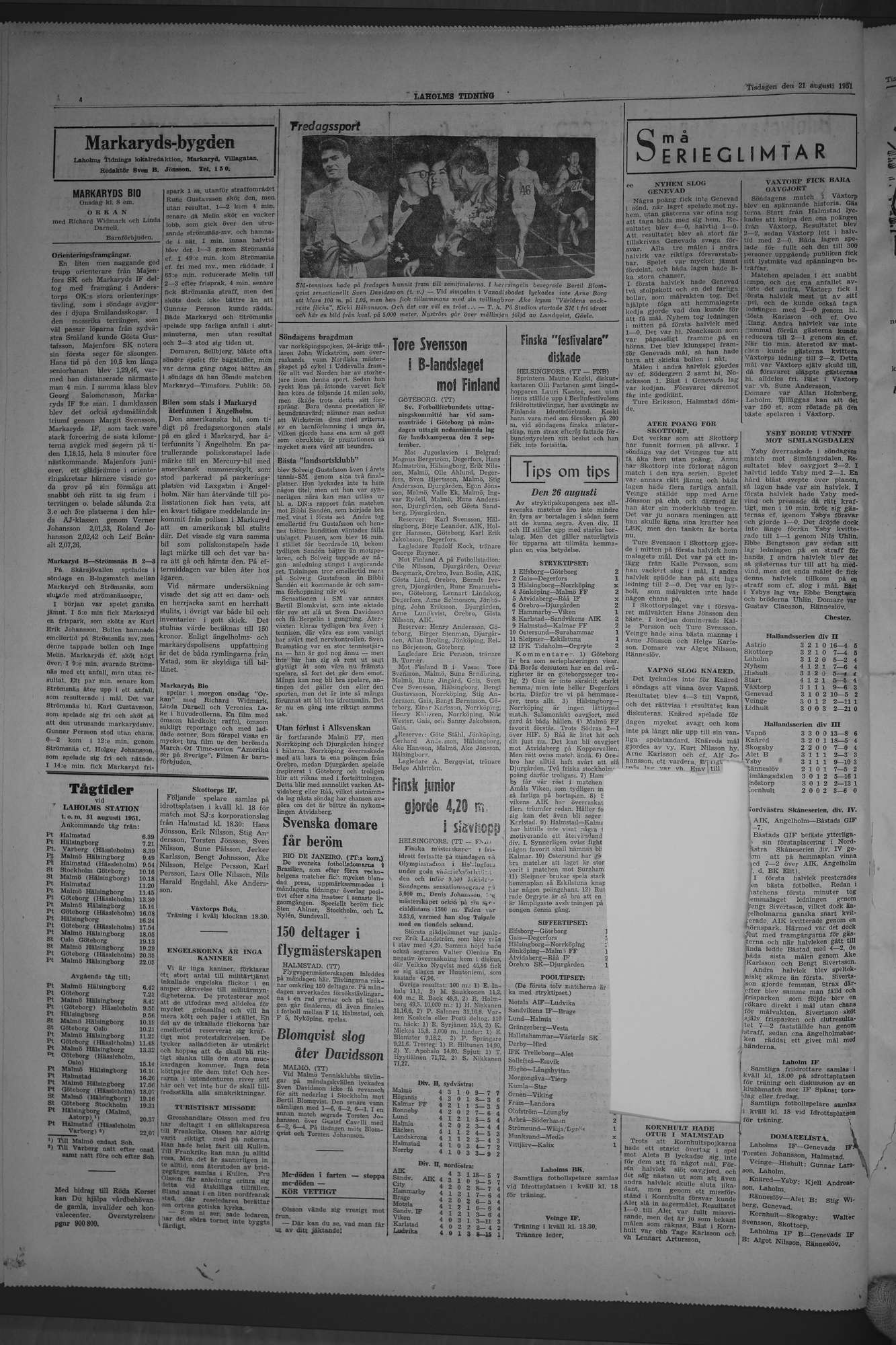 Laholms Tidning Tisdag 21 augusti 1951, sida 4