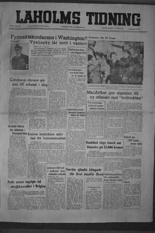 Förstasidan, Onsdag 21 februari 1951