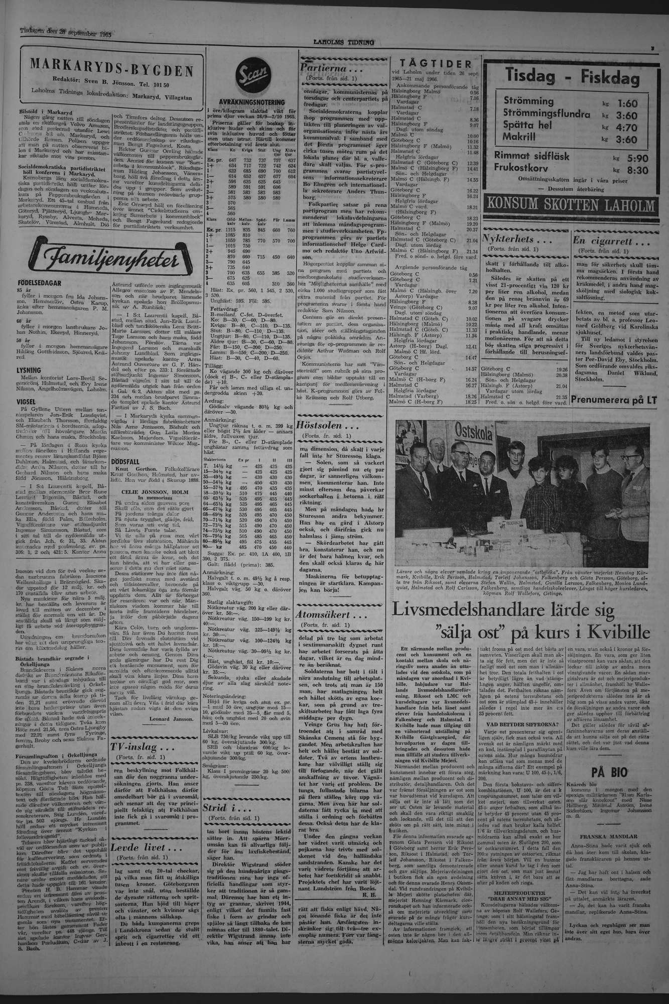 Laholms Tidning Tisdag 28 september 1965, sida 3