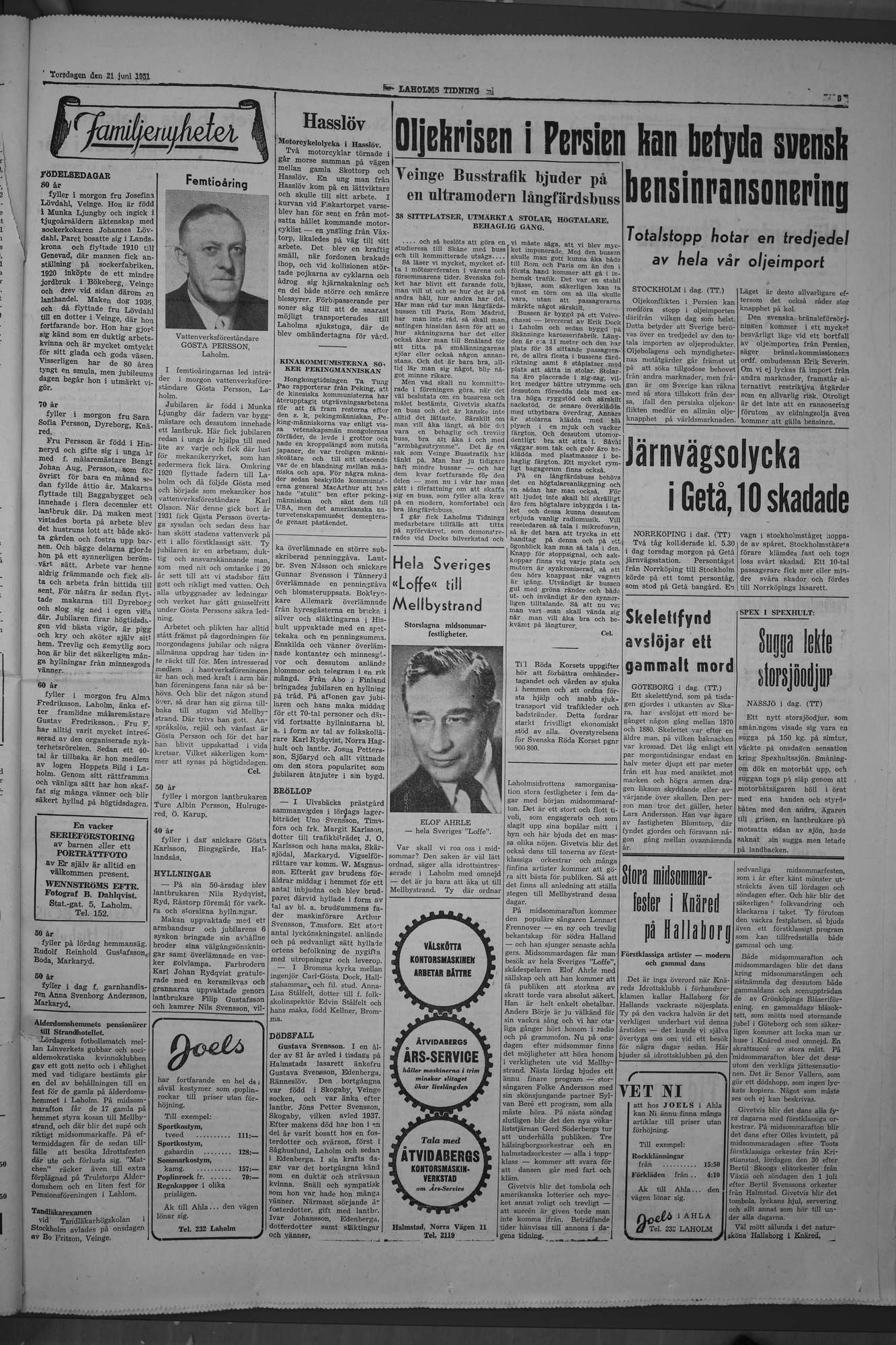 Laholms Tidning Torsdag 21 juni 1951, sida 3