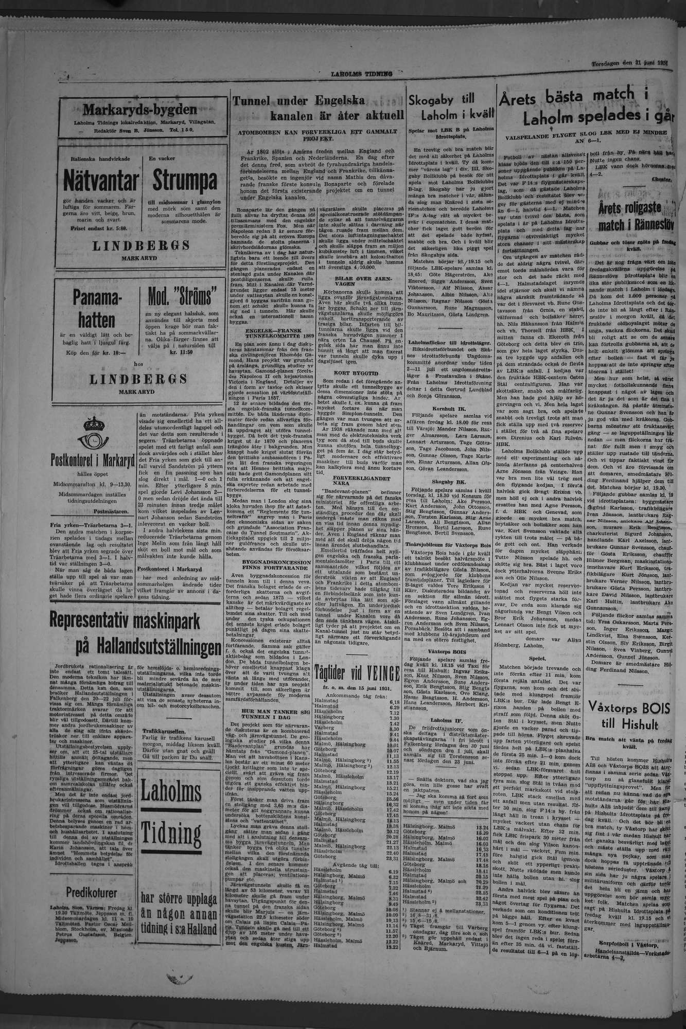 Laholms Tidning Torsdag 21 juni 1951, sida 4