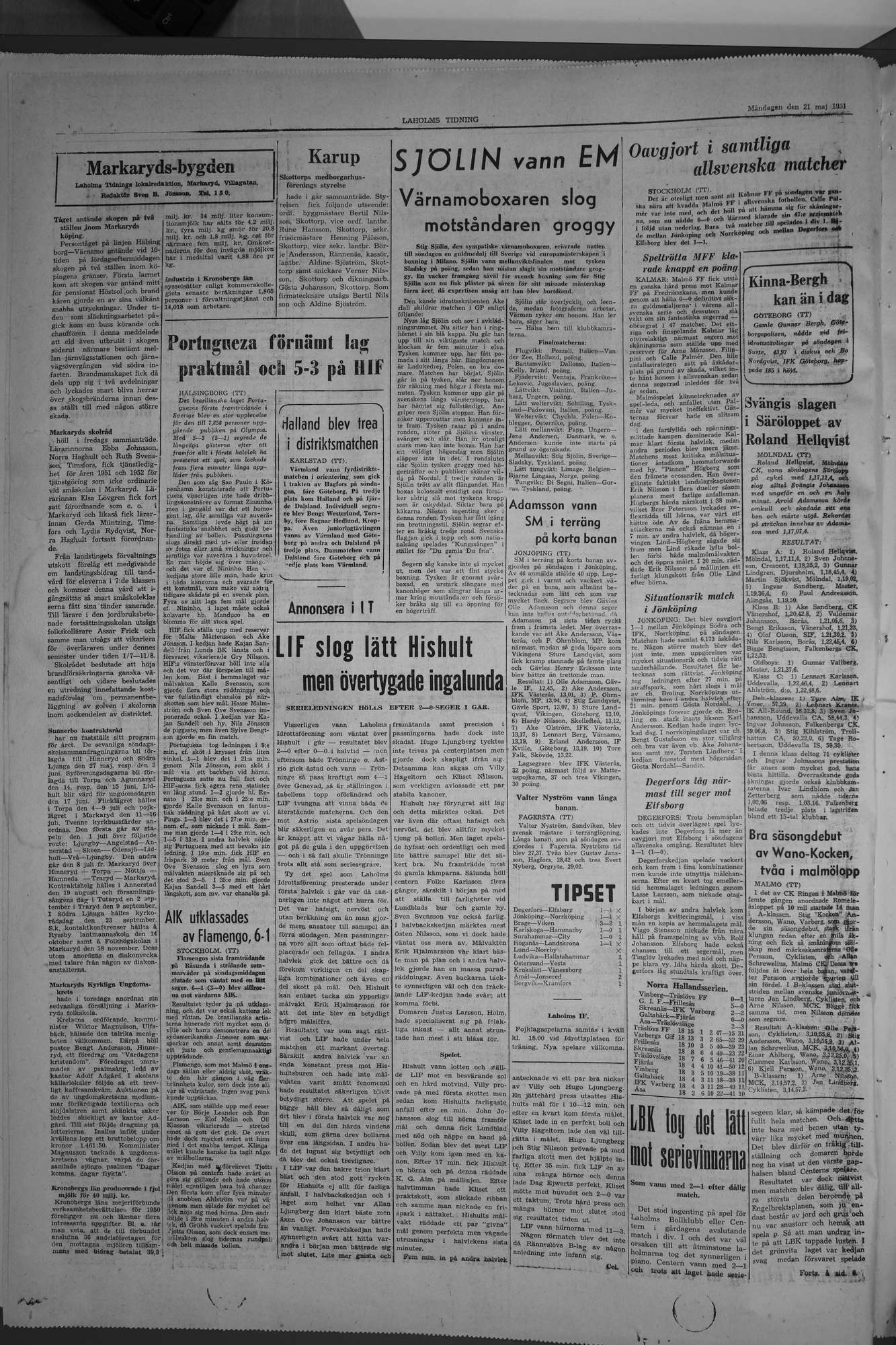 Laholms Tidning Måndag 21 maj 1951, sida 4