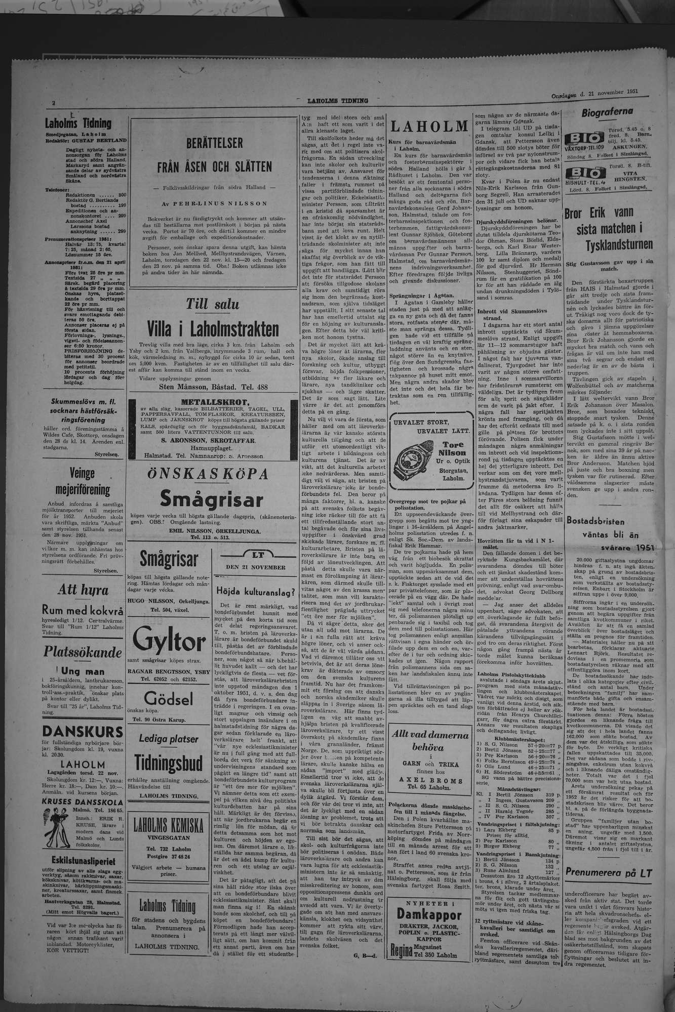 Laholms Tidning Onsdag 21 november 1951, sida 2