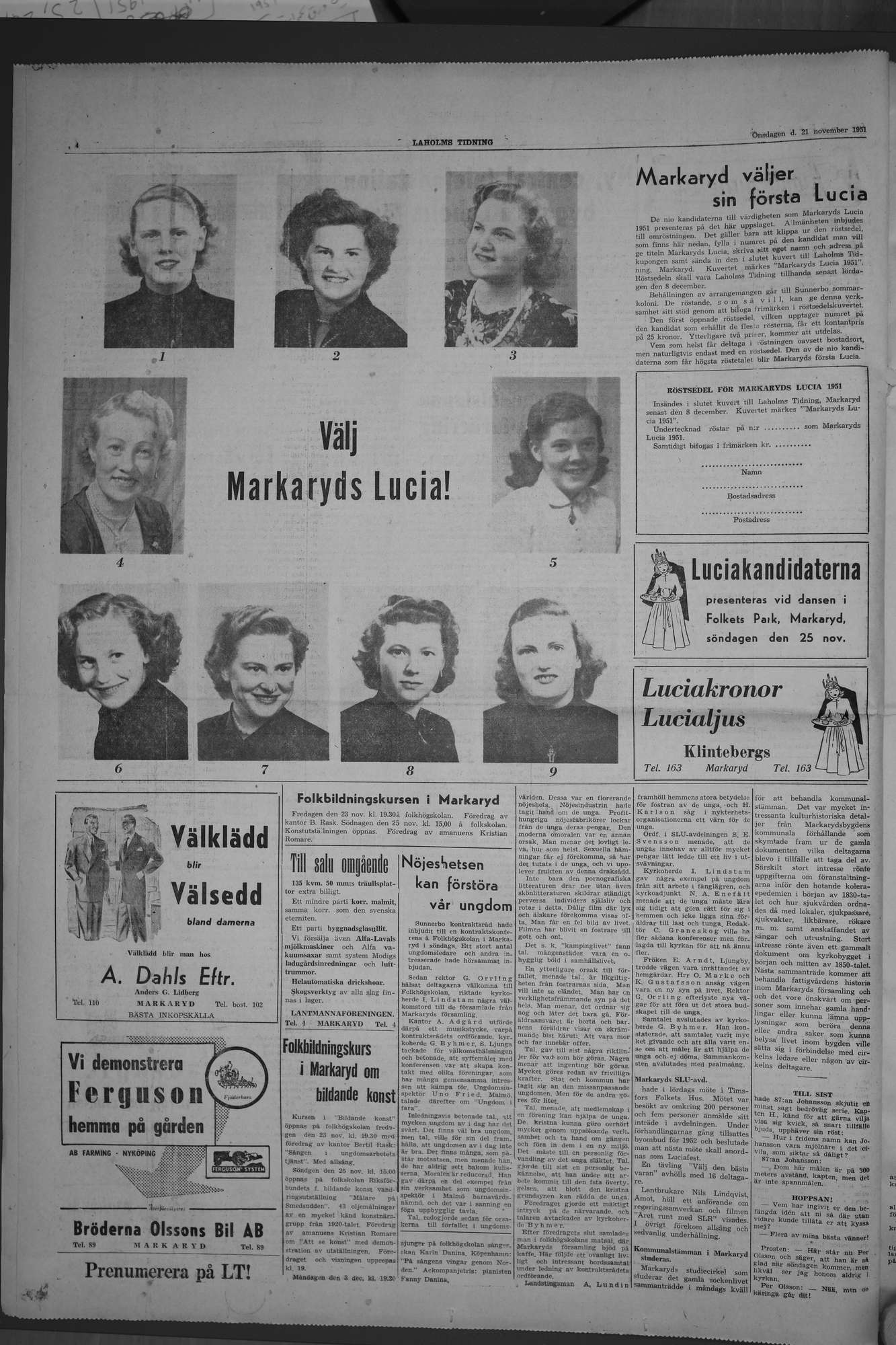 Laholms Tidning Onsdag 21 november 1951, sida 4