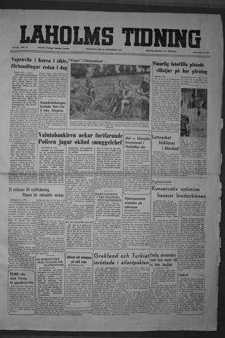Förstasidan, Fredag 21 september 1951