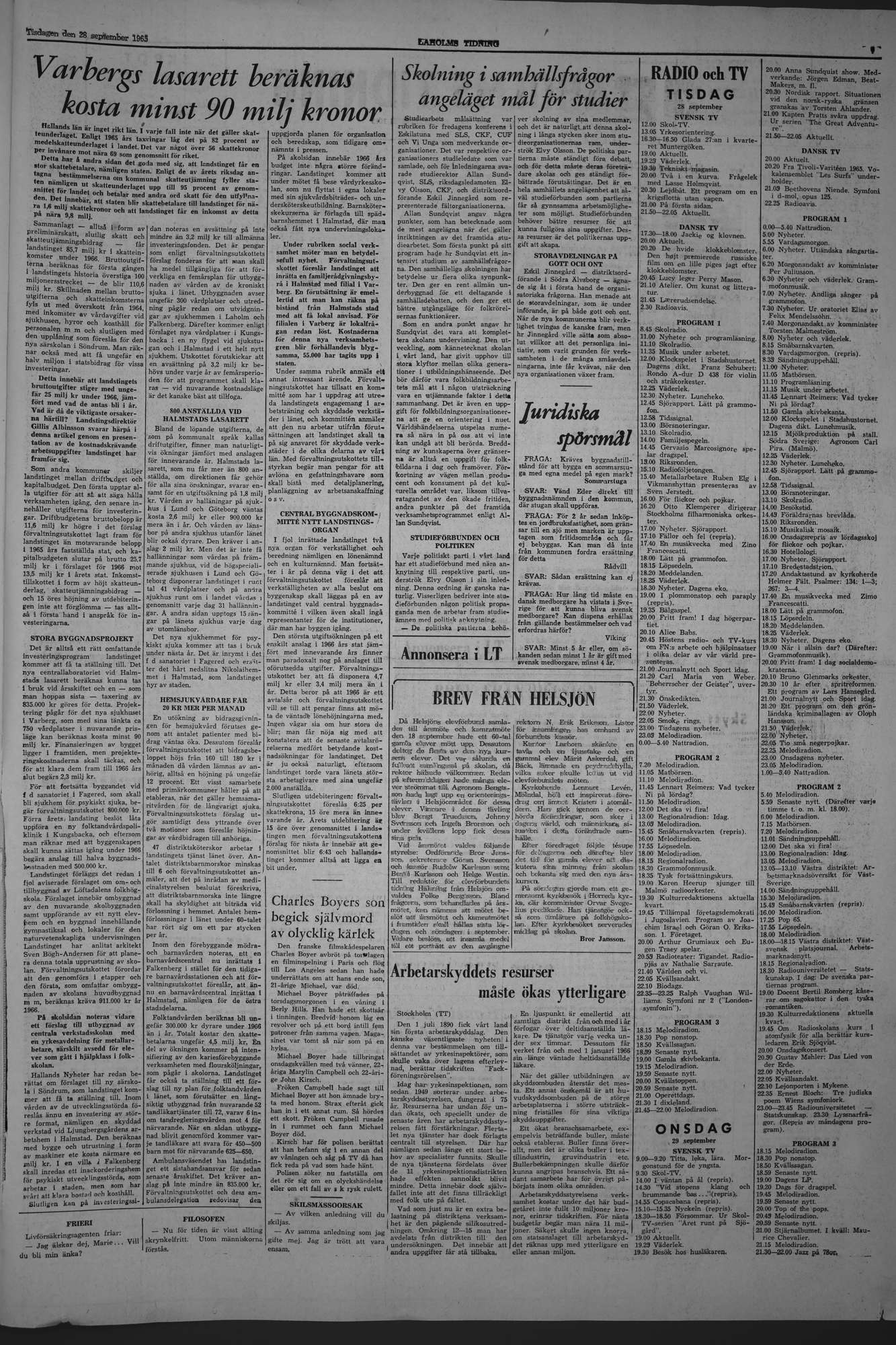 Laholms Tidning Tisdag 28 september 1965, sida 7
