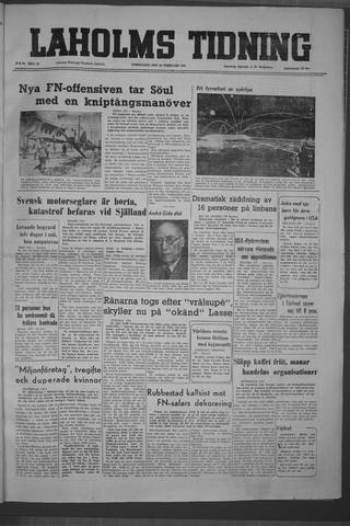 Förstasidan, Torsdag 22 februari 1951
