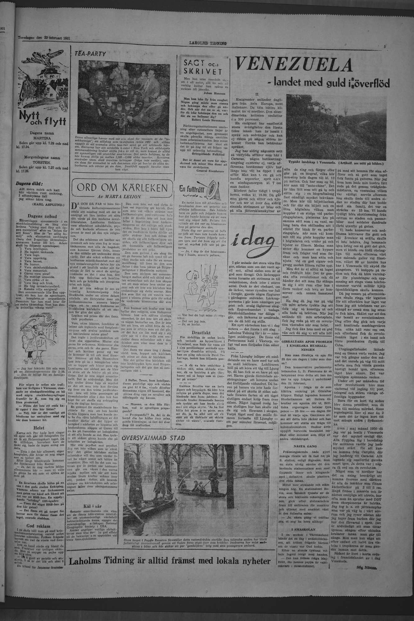 Laholms Tidning Torsdag 22 februari 1951, sida 5