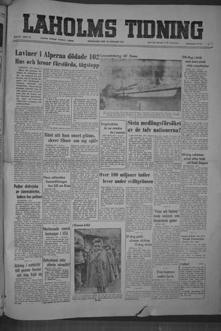 Förstasidan, Måndag 22 januari 1951