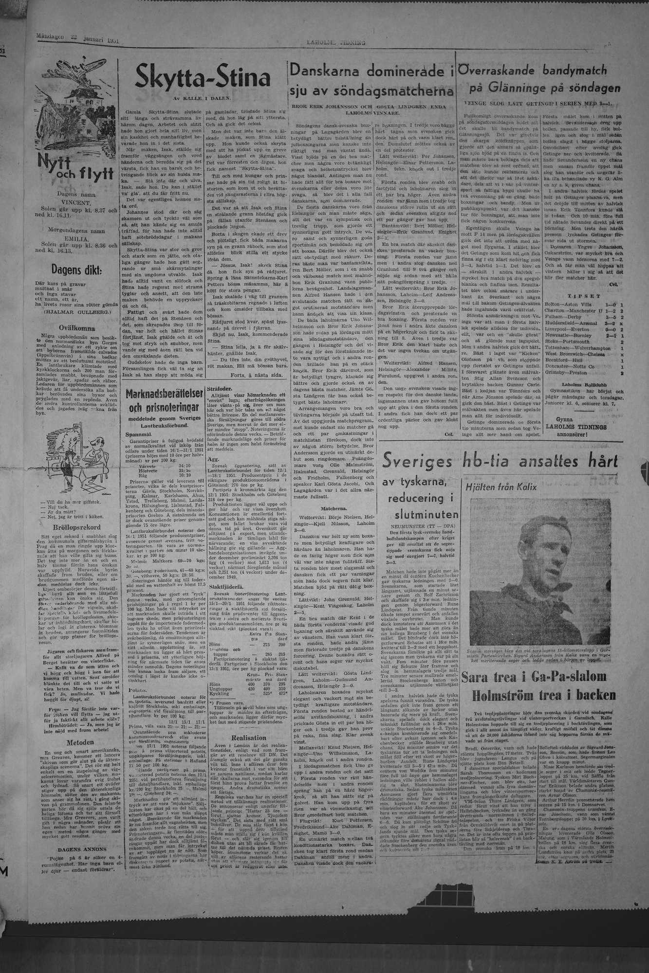 Laholms Tidning Måndag 22 januari 1951, sida 5