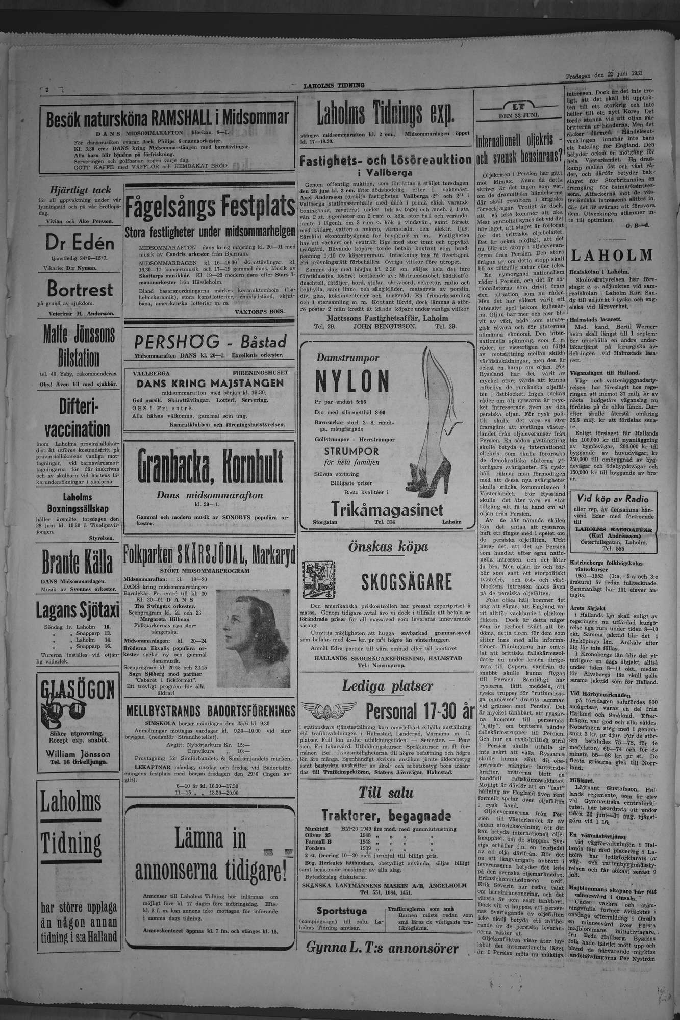 Laholms Tidning Fredag 22 juni 1951, sida 2