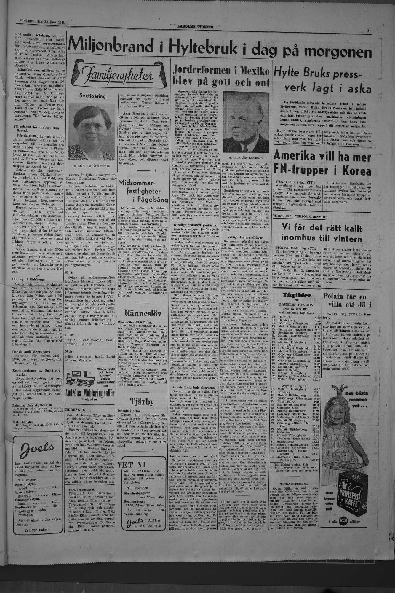 Laholms Tidning Fredag 22 juni 1951, sida 3