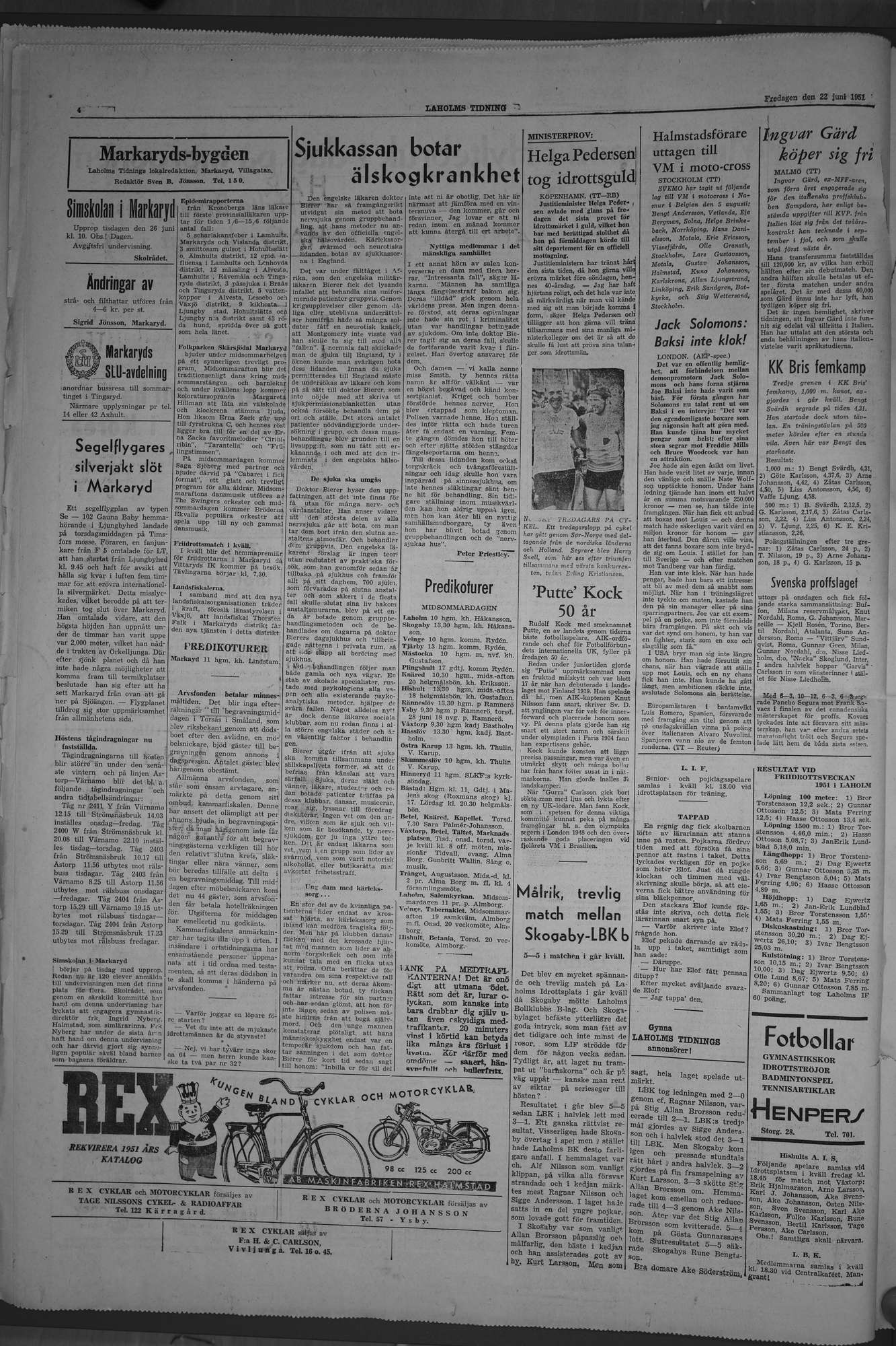 Laholms Tidning Fredag 22 juni 1951, sida 4