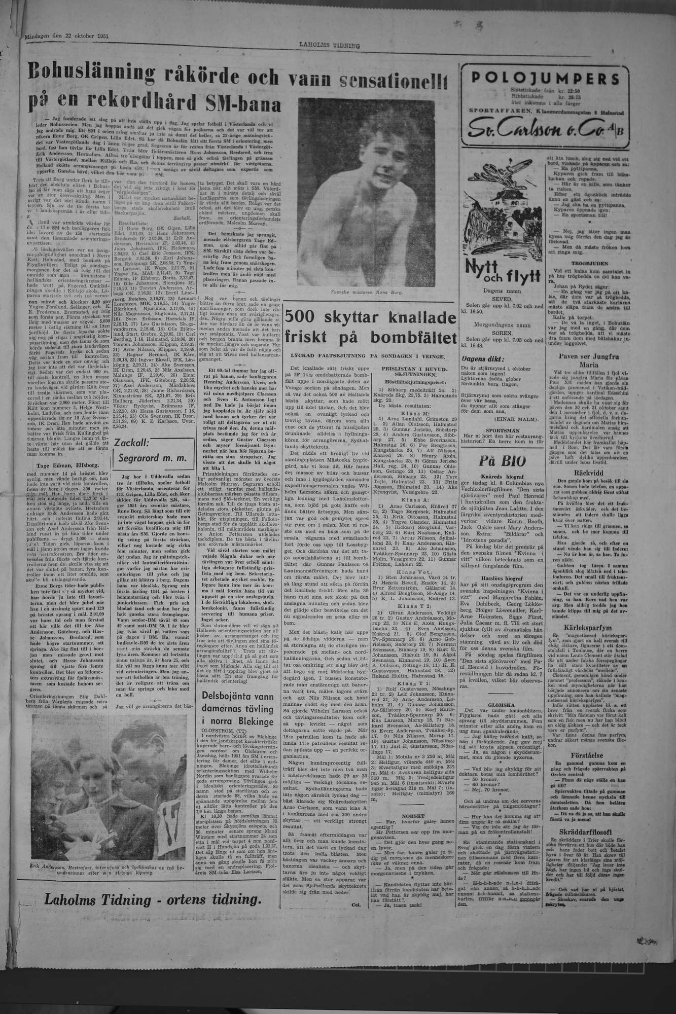 Laholms Tidning Måndag 22 oktober 1951, sida 5