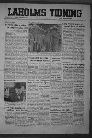 Förstasidan, Lördag 22 september 1951