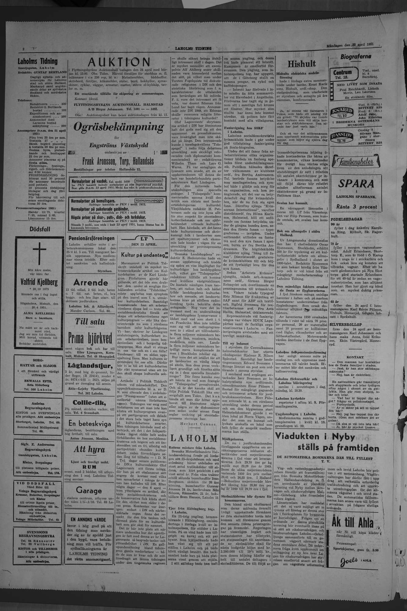 Laholms Tidning Måndag 23 april 1951, sida 2