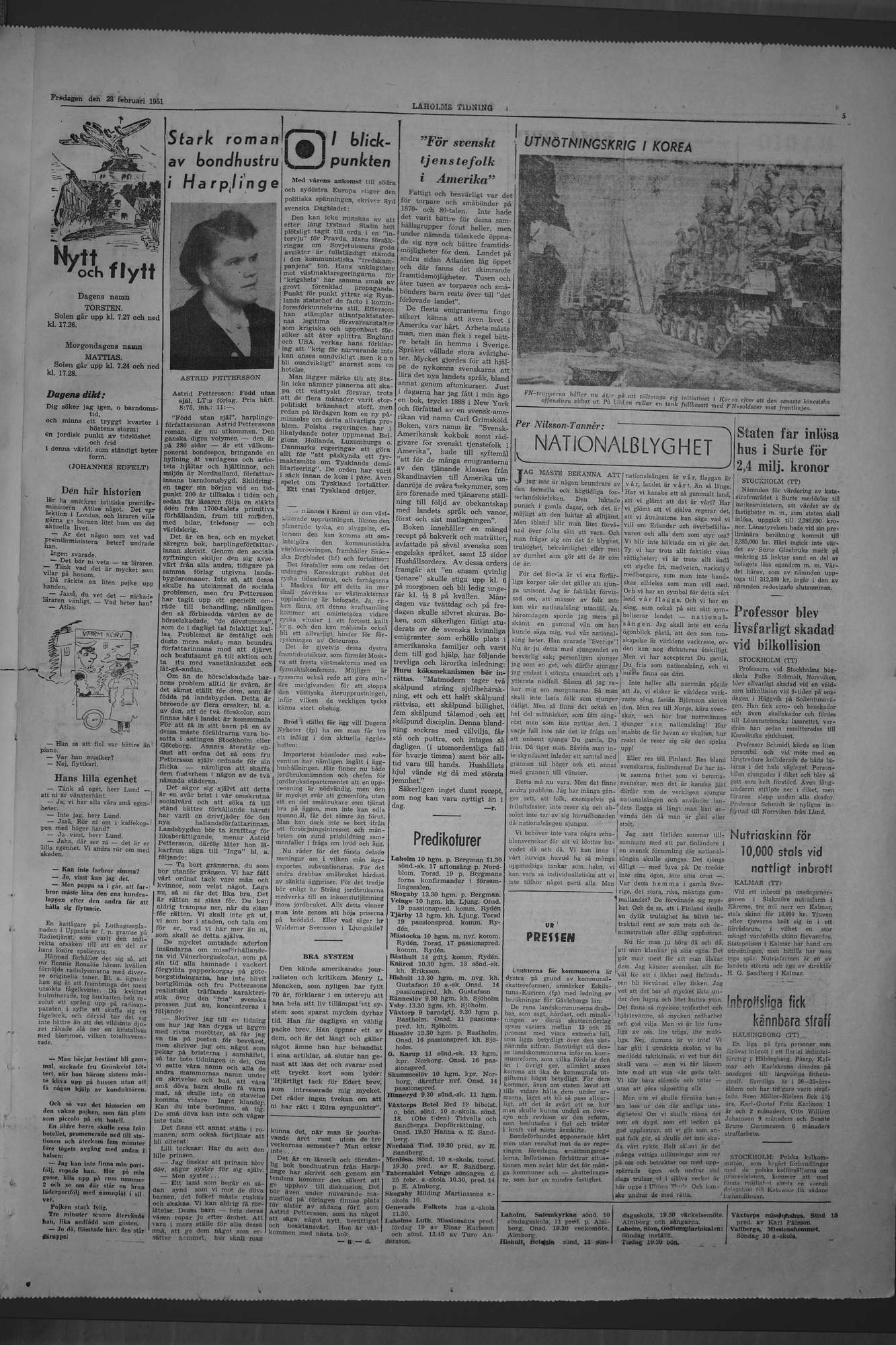 Laholms Tidning Fredag 23 februari 1951, sida 5