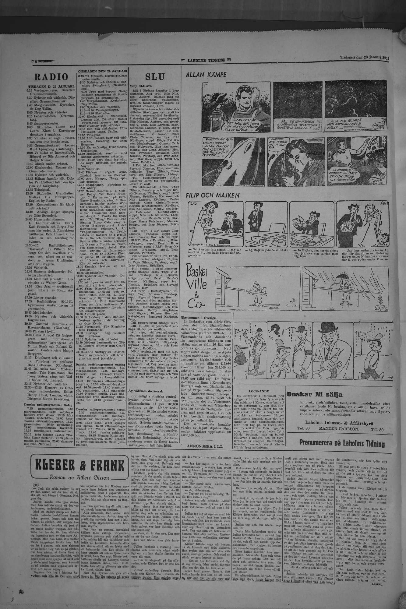 Laholms Tidning Tisdag 23 januari 1951, sida 6
