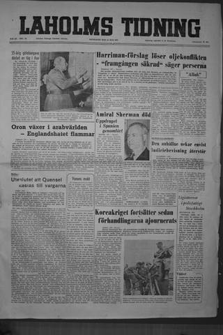 Förstasidan, Måndag 23 juli 1951