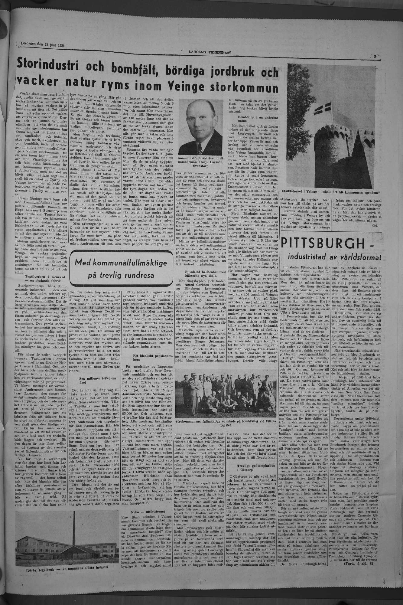 Laholms Tidning Lördag 23 juni 1951, sida 5