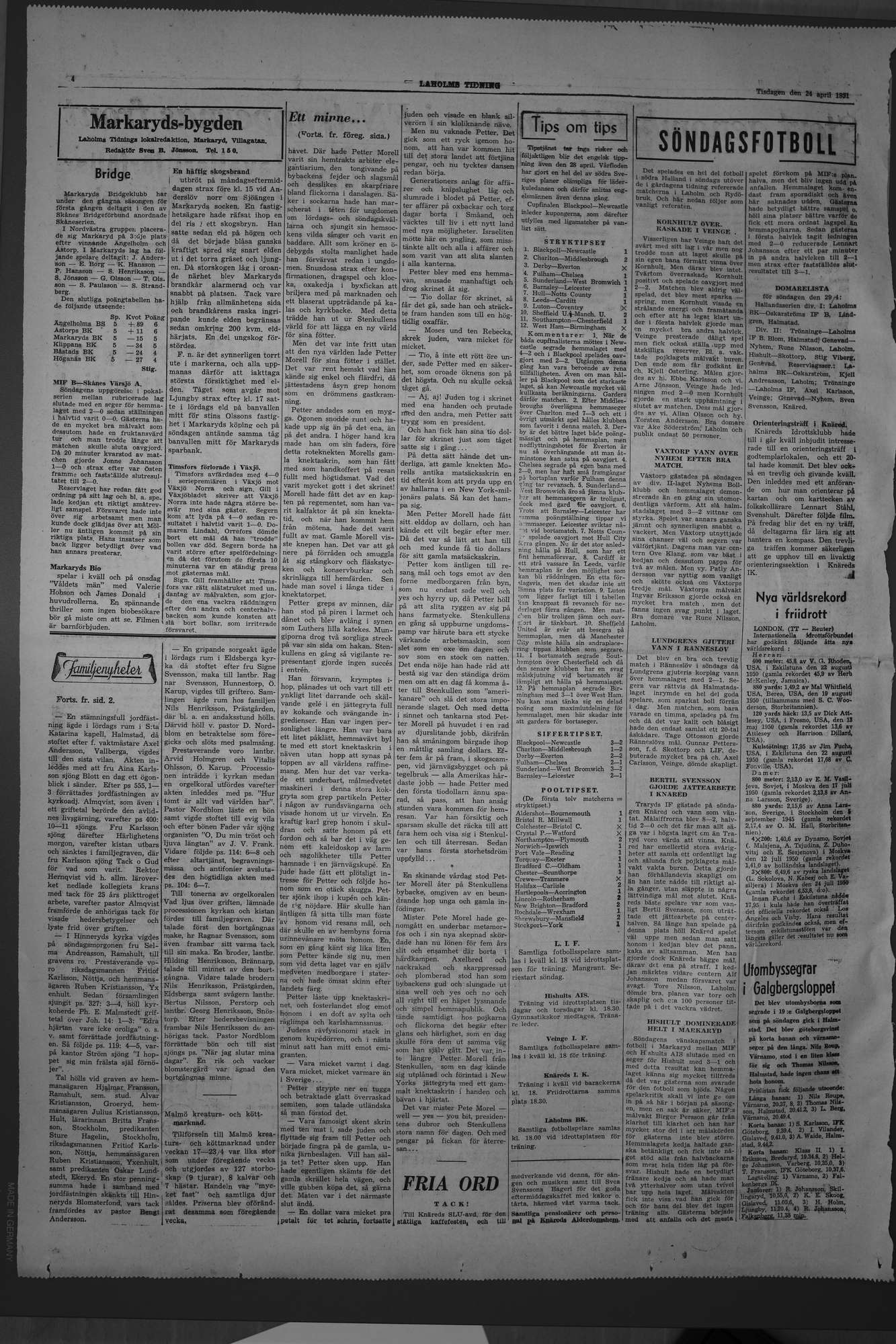Laholms Tidning Tisdag 24 april 1951, sida 4