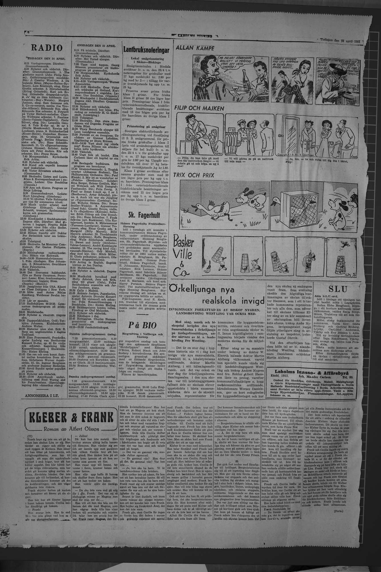 Laholms Tidning Tisdag 24 april 1951, sida 6