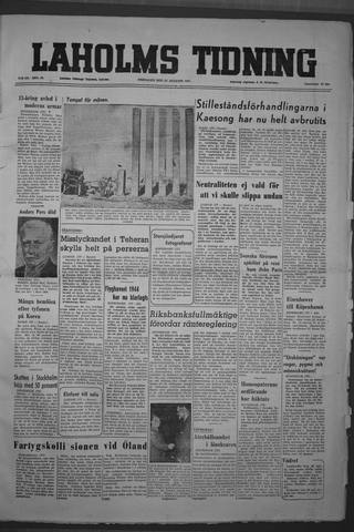 Förstasidan, Fredag 24 augusti 1951