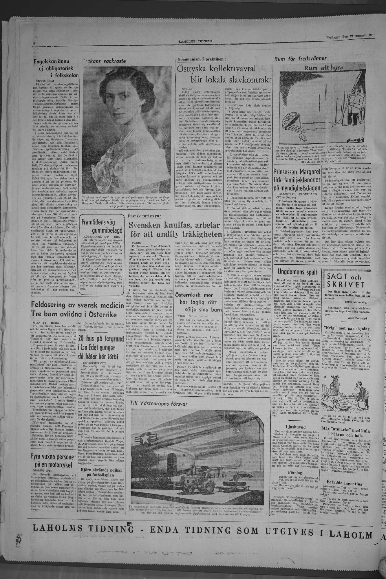Laholms Tidning Fredag 24 augusti 1951, sida 6