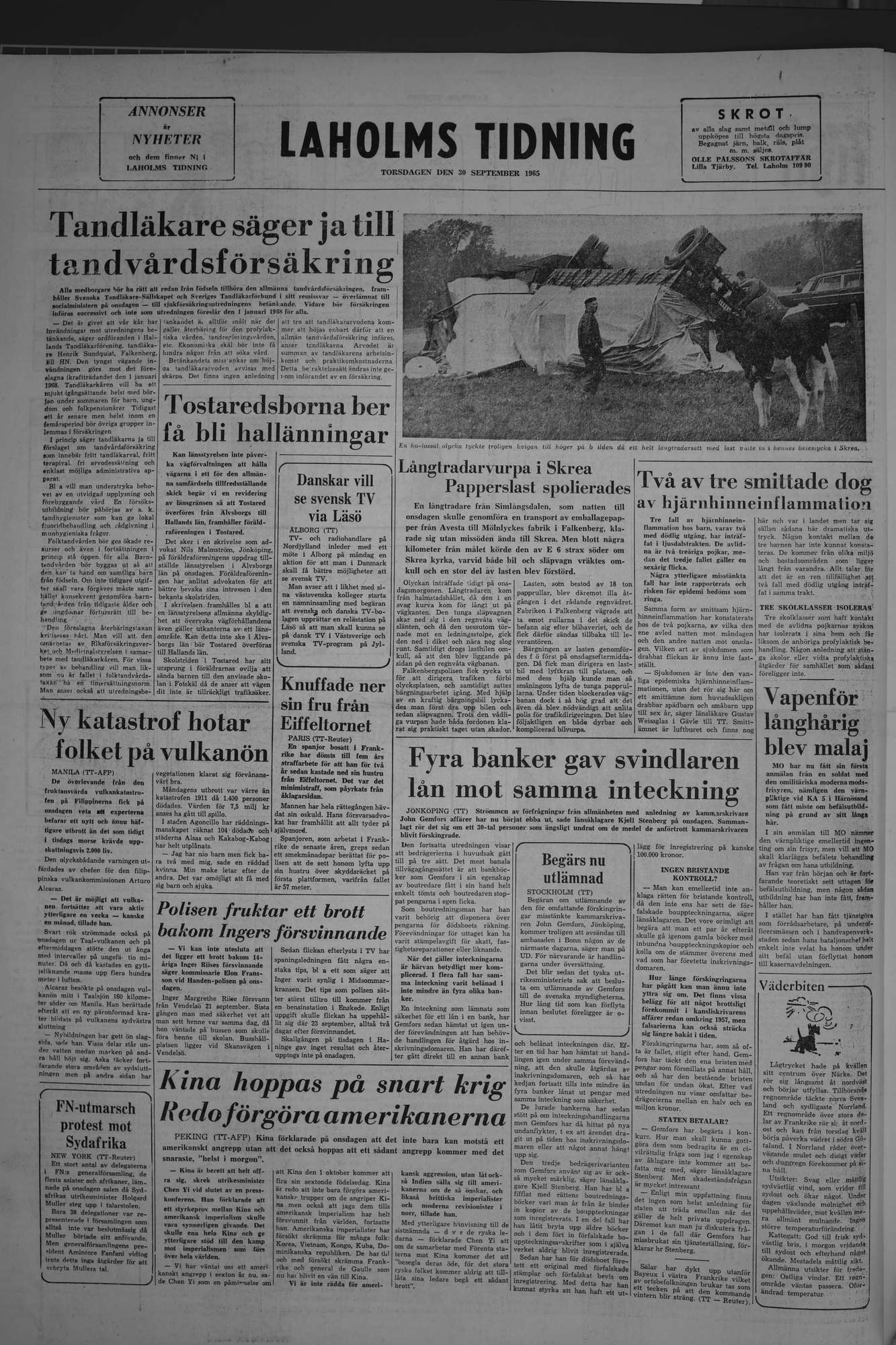 Laholms Tidning Torsdag 30 september 1965, sida 8