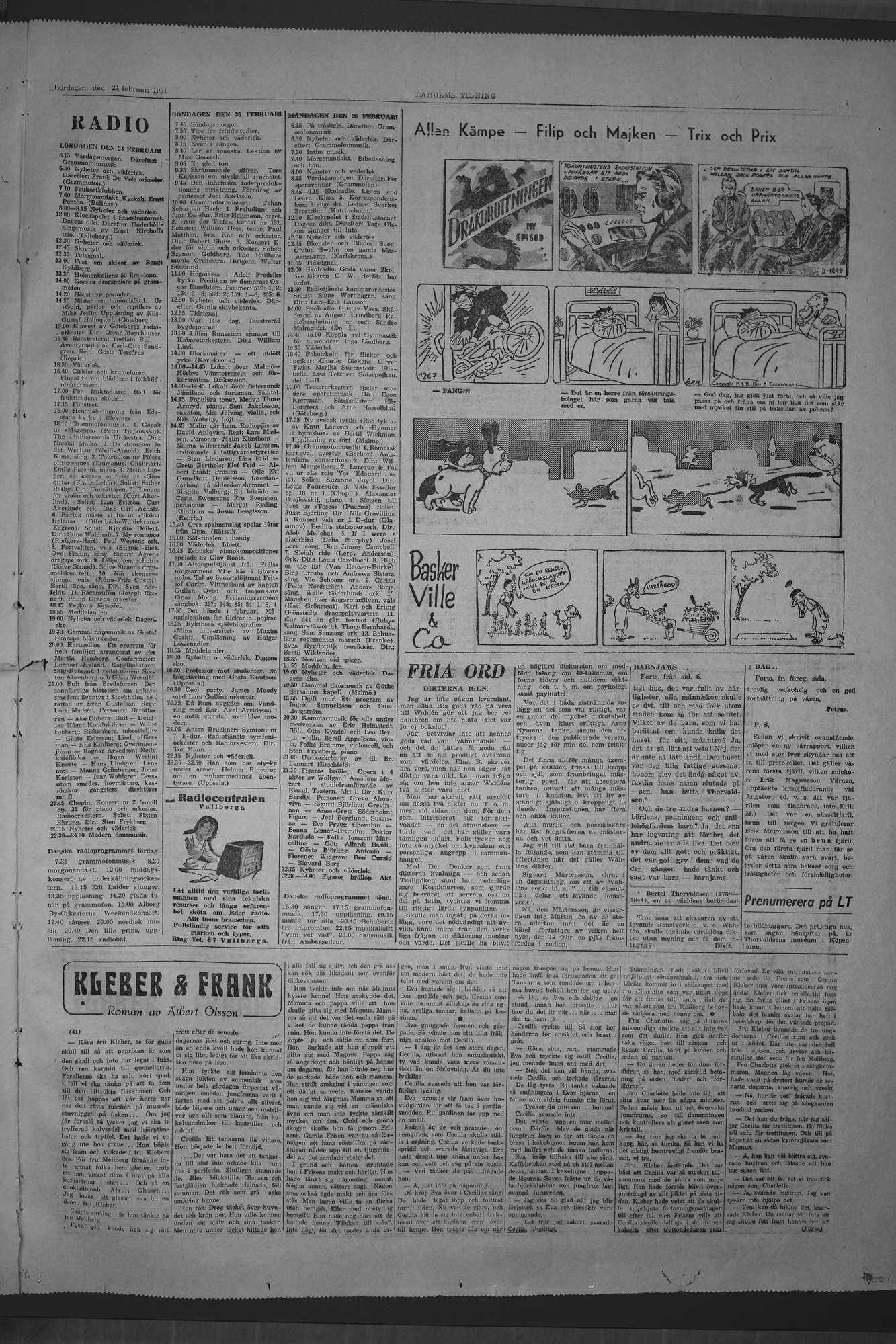 Laholms Tidning Lördag 24 februari 1951, sida 7