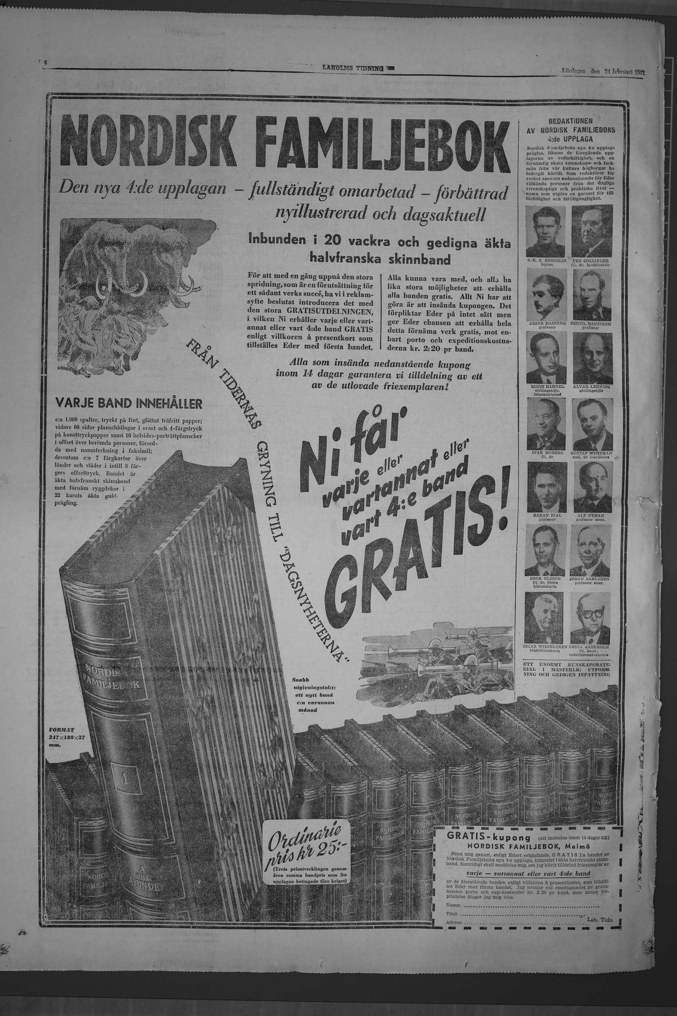 Laholms Tidning Lördag 24 februari 1951, sida 8