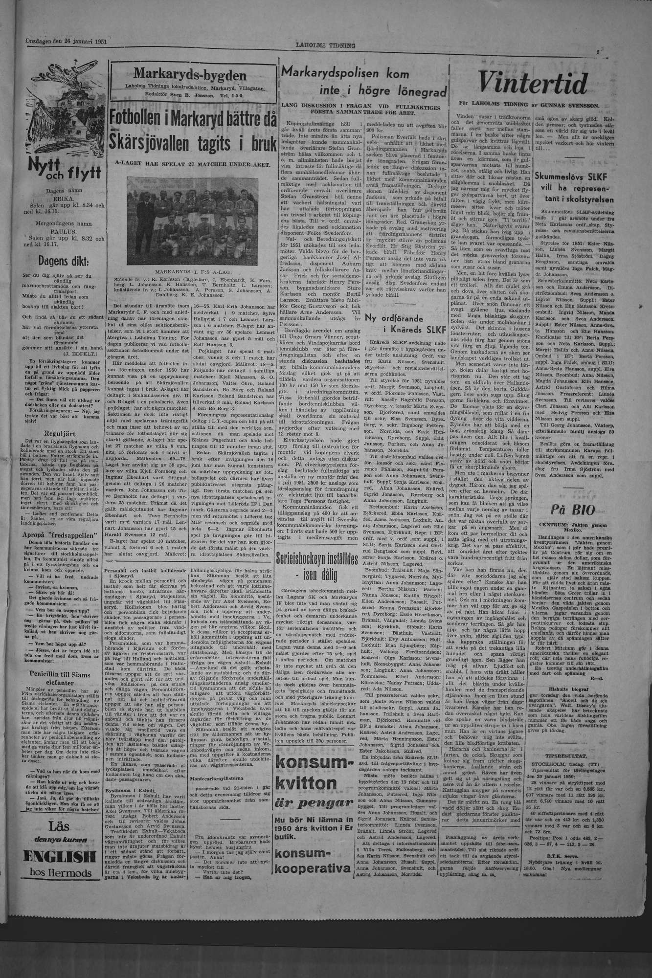 Laholms Tidning Onsdag 24 januari 1951, sida 5