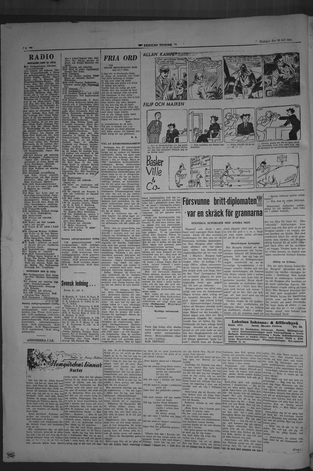 Laholms Tidning Tisdag 24 juli 1951, sida 6