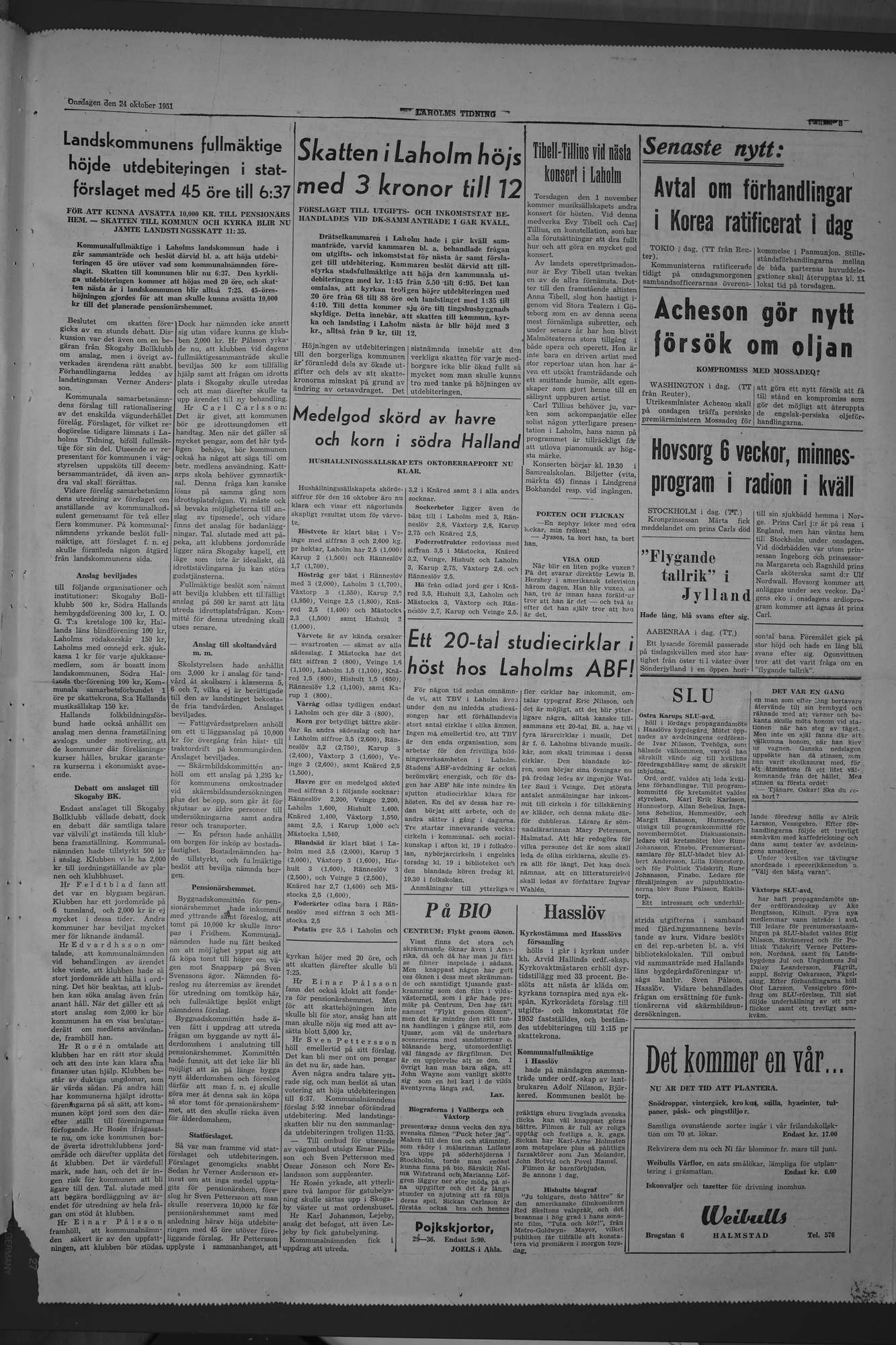 Laholms Tidning Onsdag 24 oktober 1951, sida 3