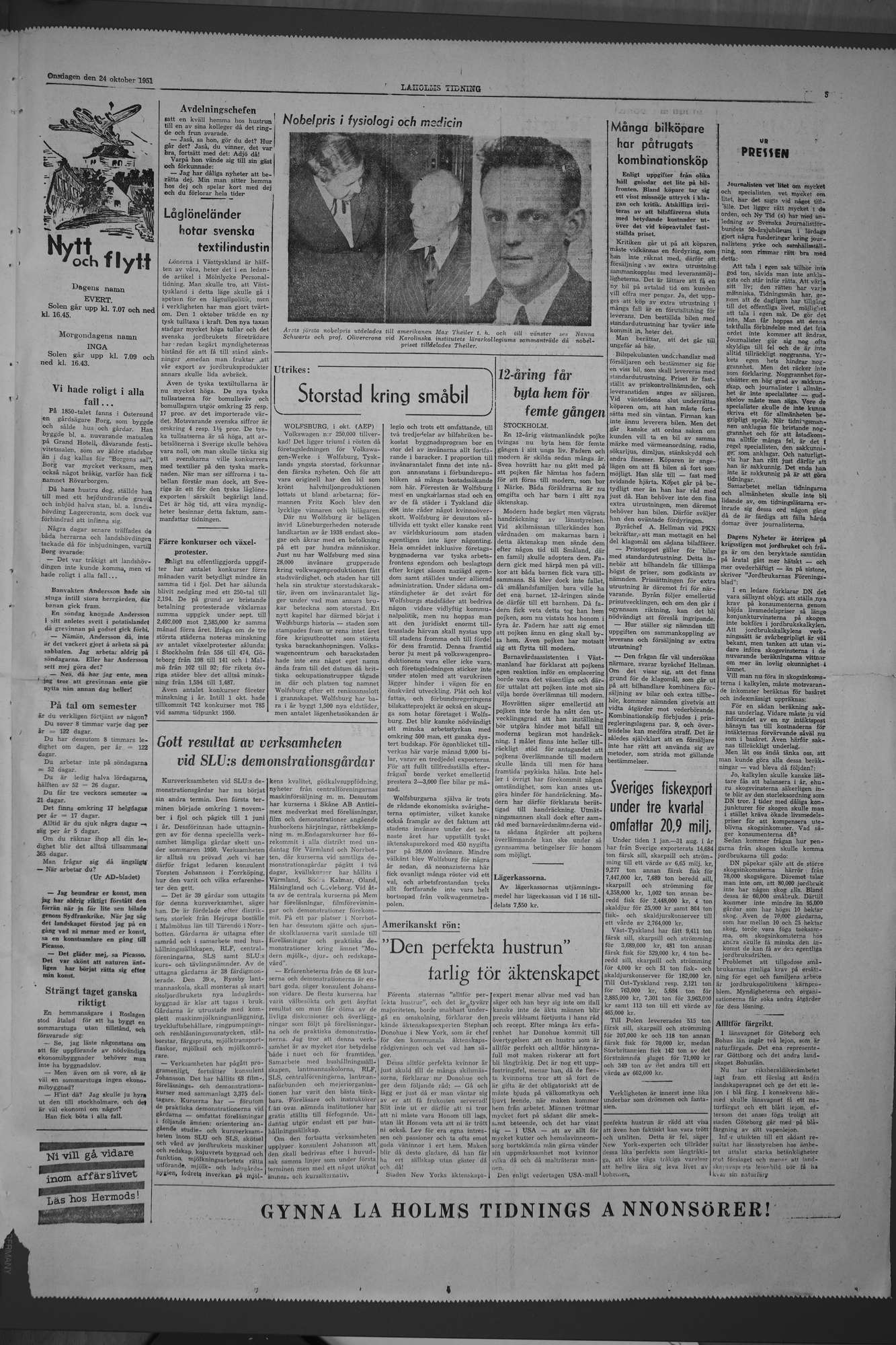 Laholms Tidning Onsdag 24 oktober 1951, sida 5