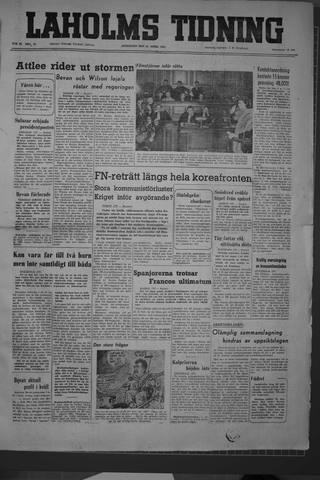 Förstasidan, Onsdag 25 april 1951