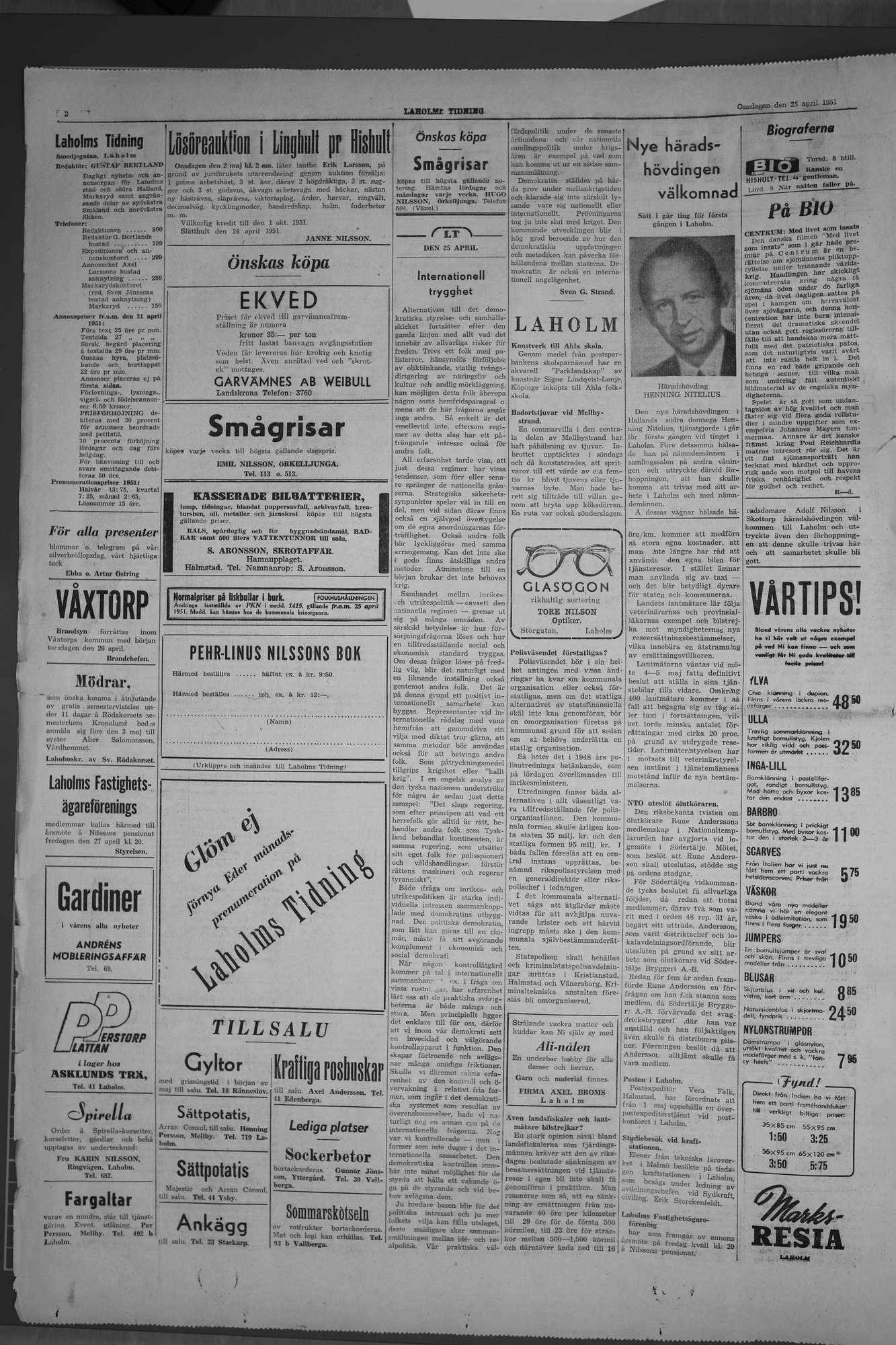 Laholms Tidning Onsdag 25 april 1951, sida 2