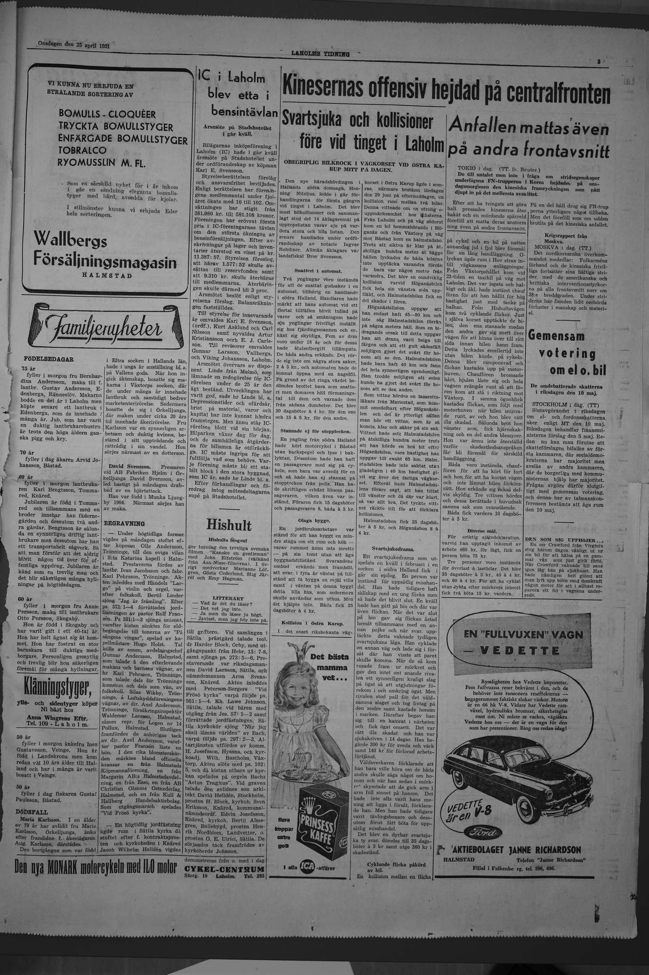 Laholms Tidning Onsdag 25 april 1951, sida 3