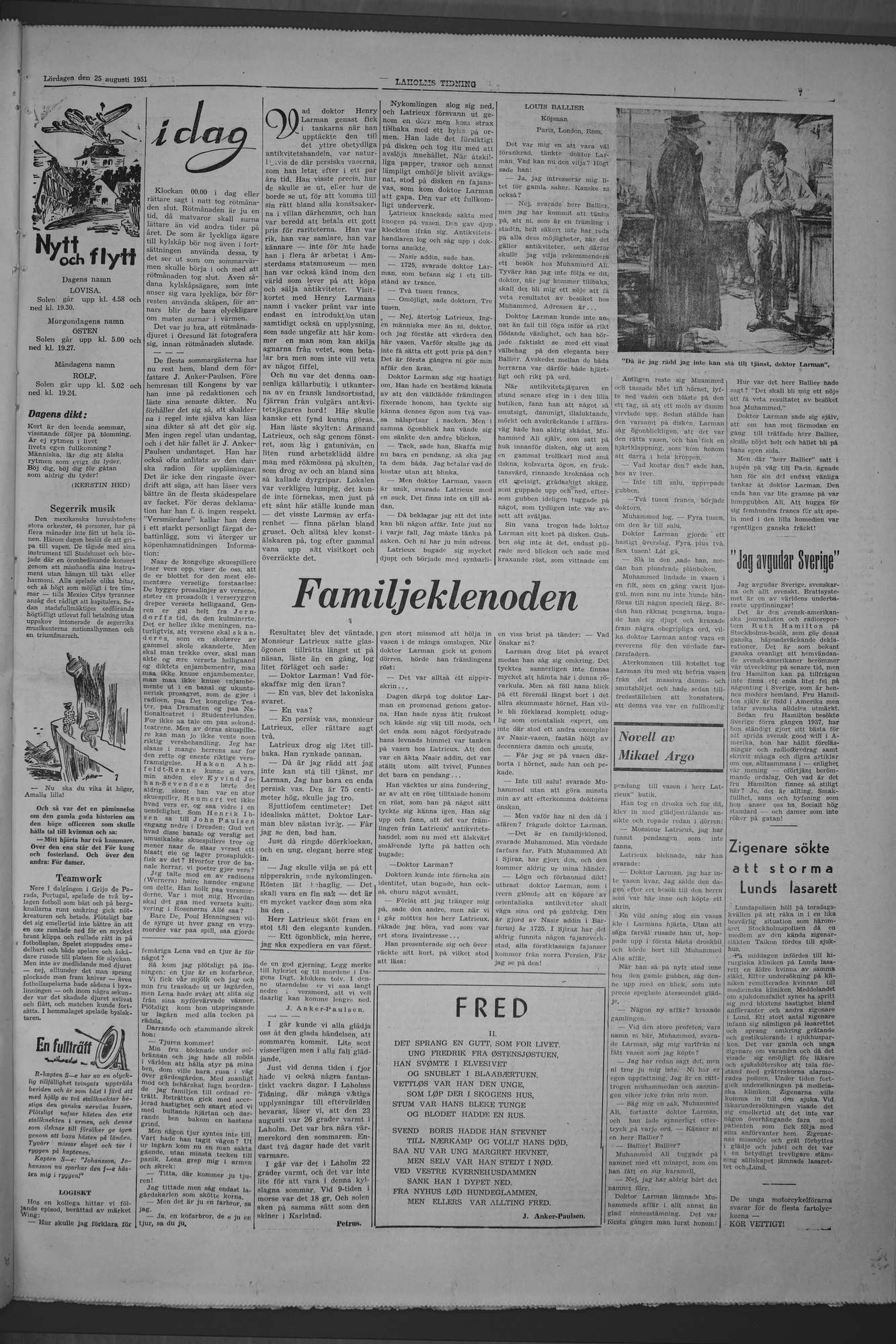 Laholms Tidning Lördag 25 augusti 1951, sida 7