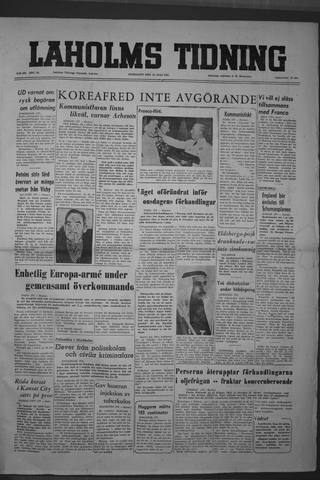 Förstasidan, Onsdag 25 juli 1951