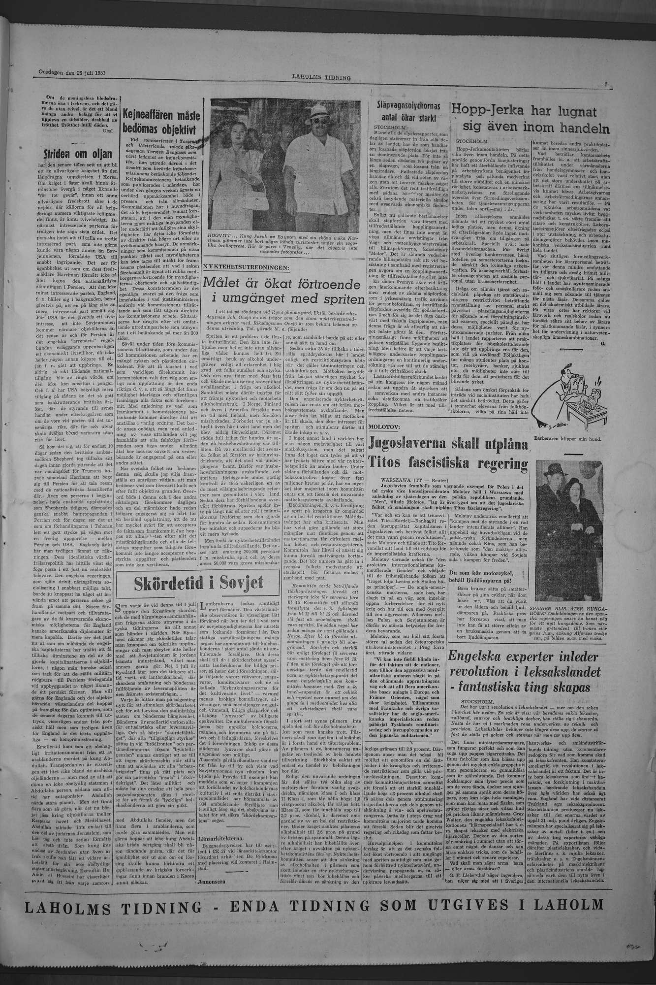 Laholms Tidning Onsdag 25 juli 1951, sida 5