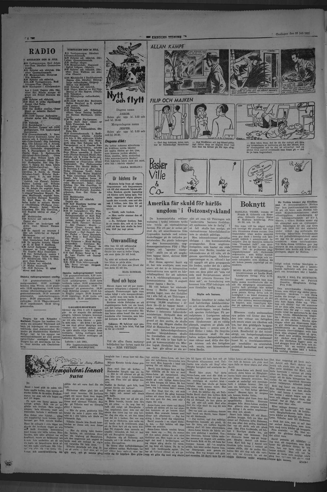 Laholms Tidning Onsdag 25 juli 1951, sida 6